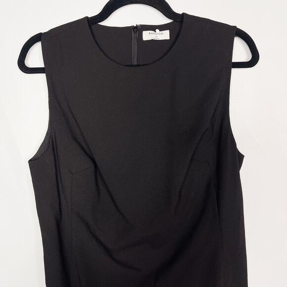 Aritzia Babaton Size 10 Black Wool Stretch Sheath Dress Crew Neck Sleeveless - Picture 3 of 10